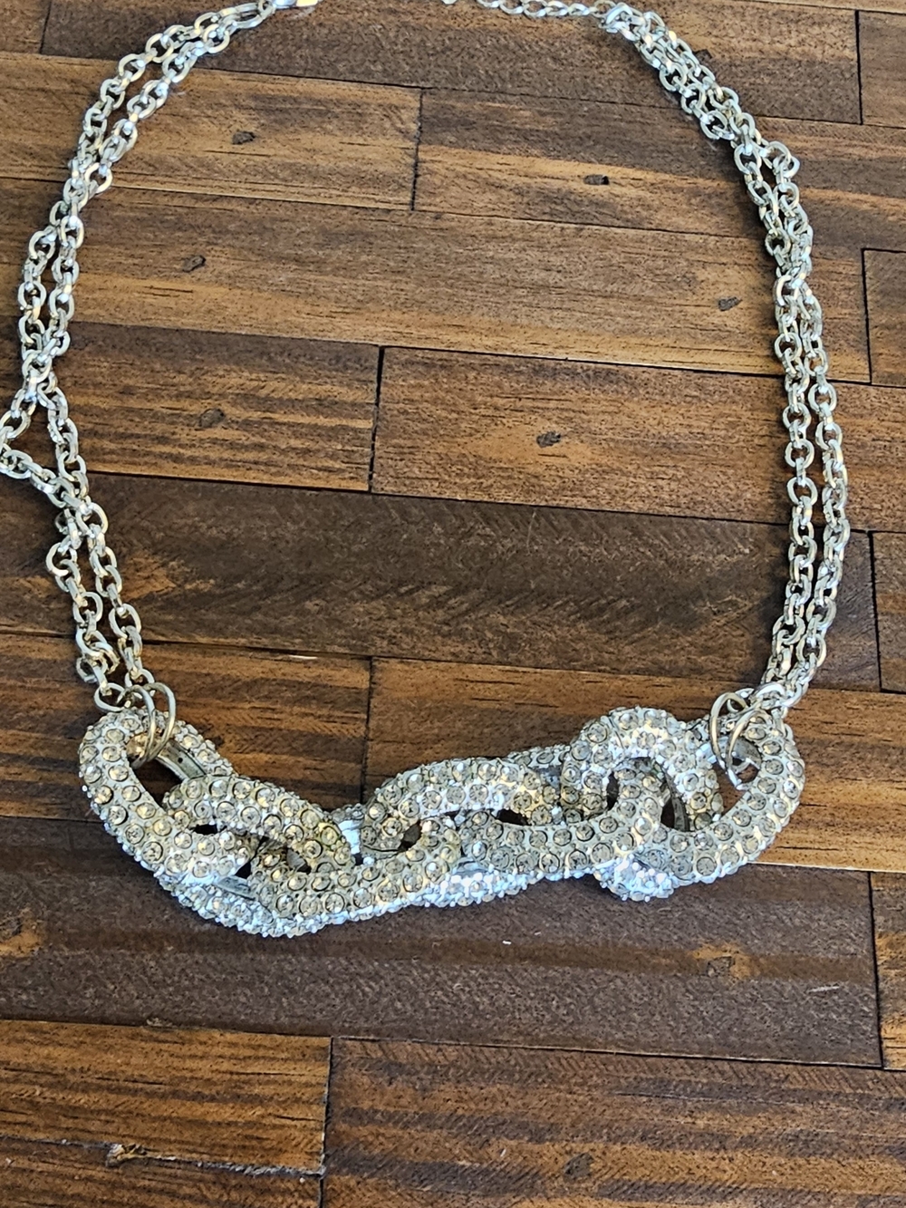 Crystal Pave Silver-Tone Chain-Link Necklace